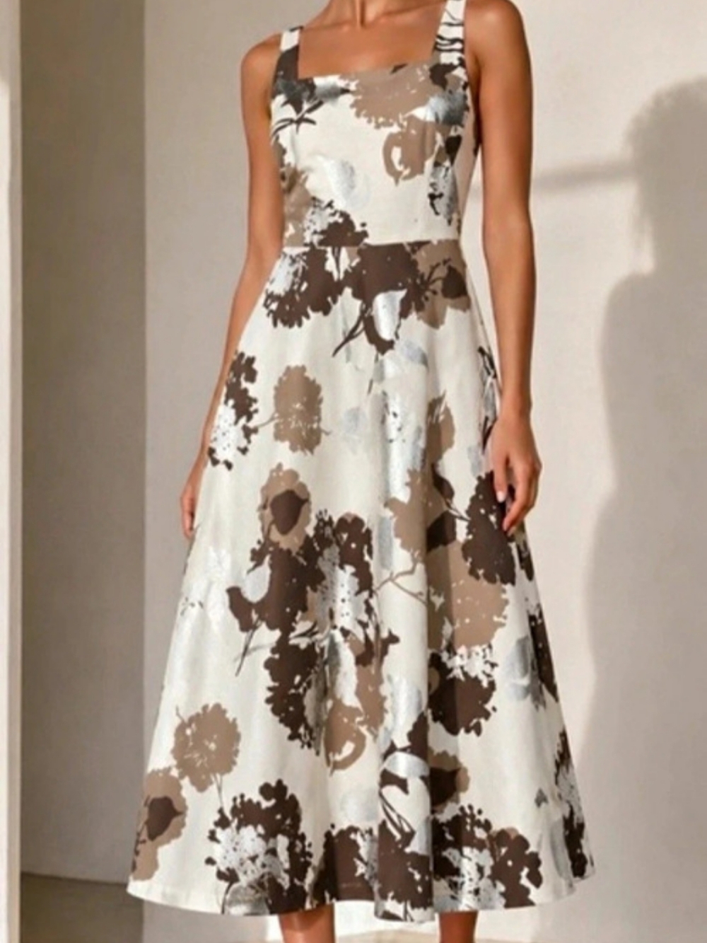 Lafayette 148 New York Floral Linen Midi Dress Size 10 Like New